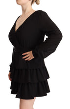 Black Polyester Long Sleeves V-neck Mini A-line Dress Liu Jo