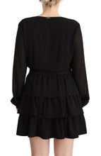 Black Polyester Long Sleeves V-neck Mini A-line Dress Liu Jo