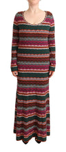 Multicolor Stripe Wool Knitted Maxi Sheath Dress Missoni