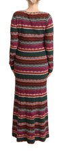 Multicolor Stripe Wool Knitted Maxi Sheath Dress Missoni