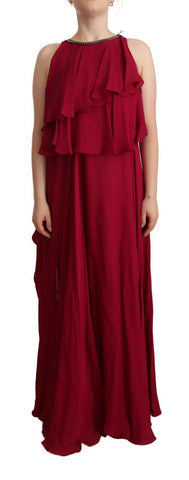 Orchid Silk Sleeveless Long Maxi Ruffle Shift Dress PLEIN SUD