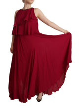 Orchid Silk Sleeveless Long Maxi Ruffle Shift Dress PLEIN SUD