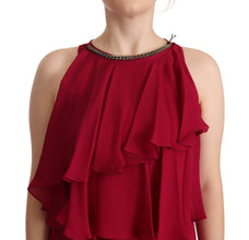Orchid Silk Sleeveless Long Maxi Ruffle Shift Dress PLEIN SUD