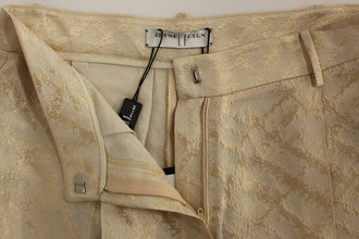 Beige Brocade Above Knee Shorts Zeyneptosun