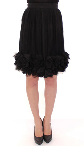Black Silk Transparent Above Knees Skirt Dolce & Gabbana