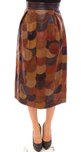 Brown Patchwork Leather Straight Skirt Dolce & Gabbana