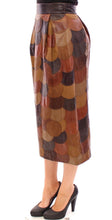Brown Patchwork Leather Straight Skirt Dolce & Gabbana