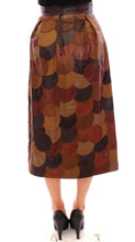 Brown Patchwork Leather Straight Skirt Dolce & Gabbana