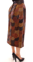 Brown Patchwork Leather Straight Skirt Dolce & Gabbana
