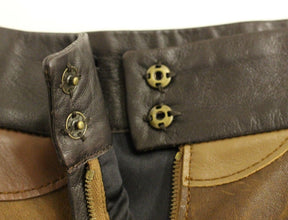 Brown Patchwork Leather Straight Skirt Dolce & Gabbana