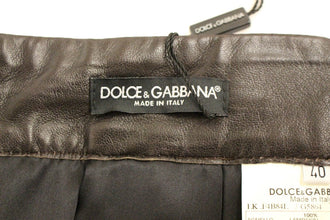 Brown Patchwork Leather Straight Skirt Dolce & Gabbana