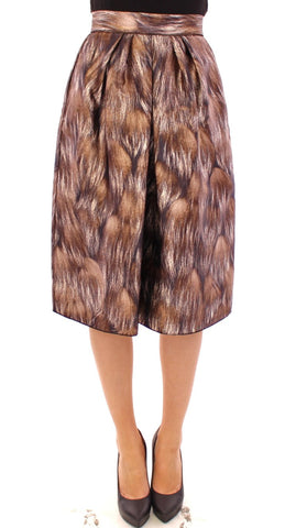 Brown Floral Silk Straight Full Skirt Dolce & Gabbana