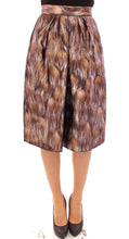 Brown Floral Silk Straight Full Skirt Dolce & Gabbana