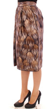 Brown Floral Silk Straight Full Skirt Dolce & Gabbana