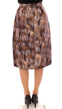 Brown Floral Silk Straight Full Skirt Dolce & Gabbana