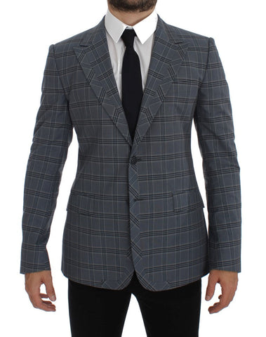Blue Checkered Slim Fit Blazer Jacket Dolce & Gabbana