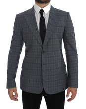 Blue Checkered Slim Fit Blazer Jacket Dolce & Gabbana