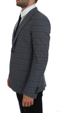 Blue Checkered Slim Fit Blazer Jacket Dolce & Gabbana