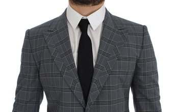 Blue Checkered Slim Fit Blazer Jacket Dolce & Gabbana