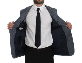 Blue Checkered Slim Fit Blazer Jacket Dolce & Gabbana
