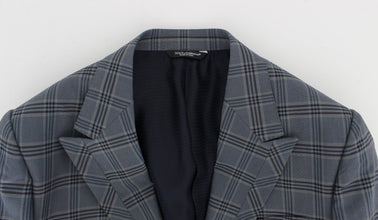 Blue Checkered Slim Fit Blazer Jacket Dolce & Gabbana