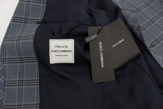 Blue Checkered Slim Fit Blazer Jacket Dolce & Gabbana