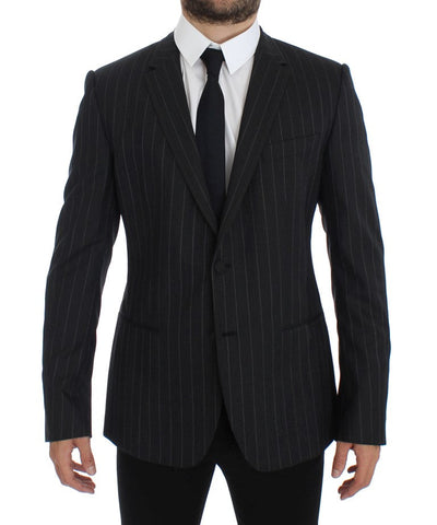 Gray Striped Slim Fit Wool Blazer Dolce & Gabbana