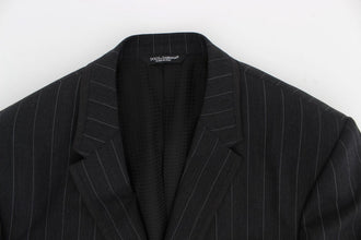 Gray Striped Slim Fit Wool Blazer Dolce & Gabbana