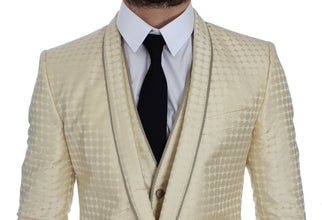 Beige Polka Dot Silk 2 Piece Blazer Dolce & Gabbana