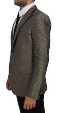 Brown Slim Fit Silk Two Button Blazer Dolce & Gabbana