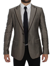 Brown Slim Fit Silk Two Button Blazer Dolce & Gabbana