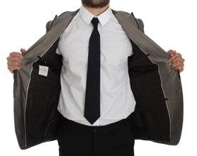 Brown Slim Fit Silk Two Button Blazer Dolce & Gabbana