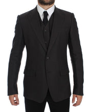 Gray Slim Fit Linen Blazer Jacket Dolce & Gabbana