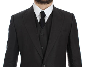 Gray Slim Fit Linen Blazer Jacket Dolce & Gabbana