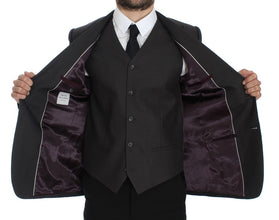Gray Slim Fit Linen Blazer Jacket Dolce & Gabbana