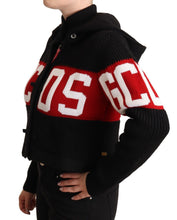Black Cashmere Hooded Button Down Logo Cardigan Jacket GCDS