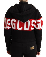 Black Cashmere Hooded Button Down Logo Cardigan Jacket GCDS