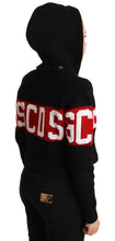 Black Cashmere Hooded Button Down Logo Cardigan Jacket GCDS