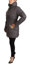 Gray Quilted Long Sleeves Logo Patch Full Zip Jacket Roccobarocco