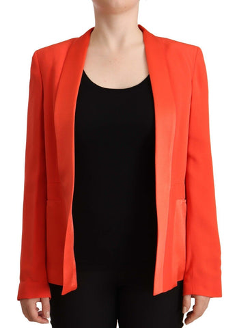 Orange Long Sleeves Acetate Blazer Pocket Overcoat Jacket CO|TE