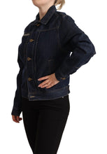 Dark Blue Button Down Long Sleeves Denim Jacket Master Coat