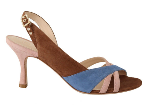 Multicolor Suede Leather Slingback Heels Sandals Shoes GIA COUTURE