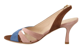 Multicolor Suede Leather Slingback Heels Sandals Shoes GIA COUTURE