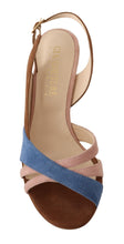 Multicolor Suede Leather Slingback Heels Sandals Shoes GIA COUTURE