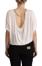 White Short Sleeves Gold Chain T-shirt Top Guess By Marciano