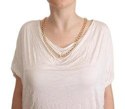 White Short Sleeves Gold Chain T-shirt Top Guess By Marciano