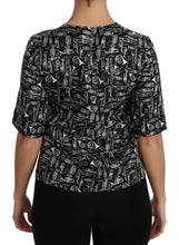 Black Musical Instruments Print Silk Blouse Dolce & Gabbana