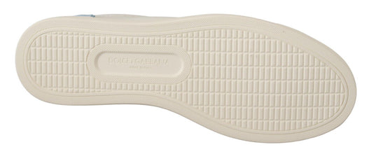 White Blue Leather Low Top Sneakers Shoes Dolce & Gabbana