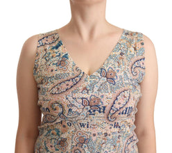 Multicolor Cotton Sleeveless V-neck Tank Top John Galliano