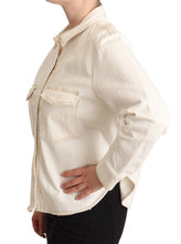 White Cotton Collared Long Sleeves Button Down Polo Top Levi's